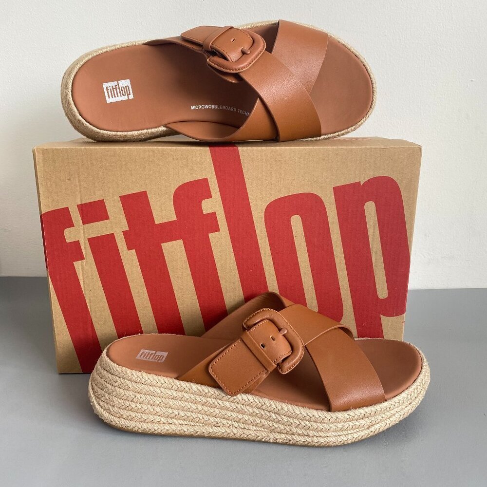 FitFlop Pilar Leather Espadrille Platform Sandals 9-9.5 NWT